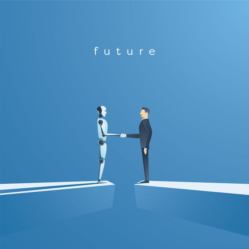 human-robot-shake-hand Marriage of Artificial Intelligence, data and humans