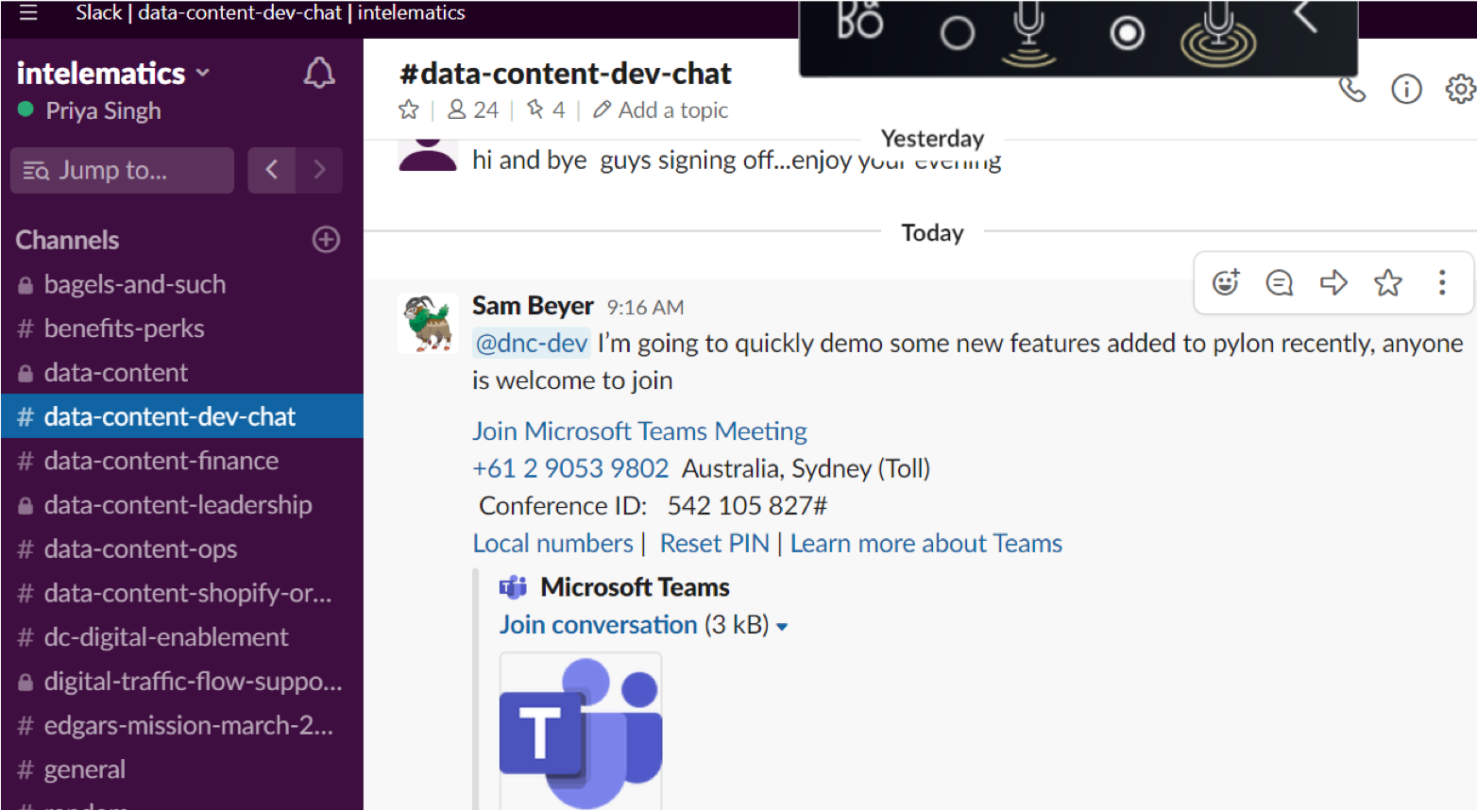 slack screenshot