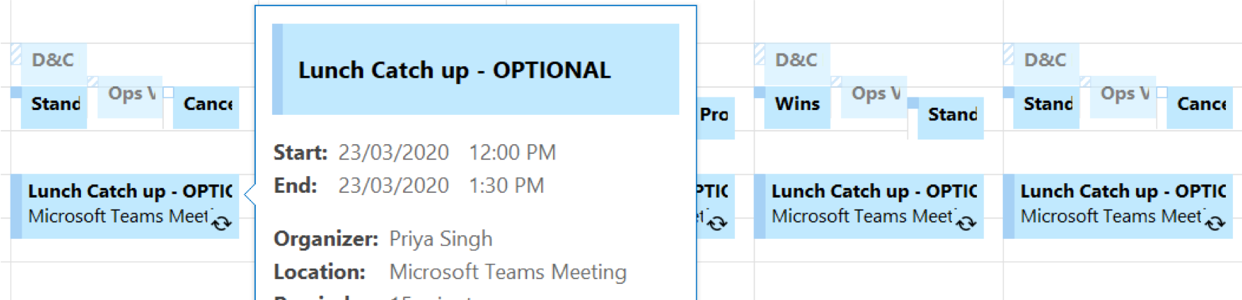 outlook calendar screenshot