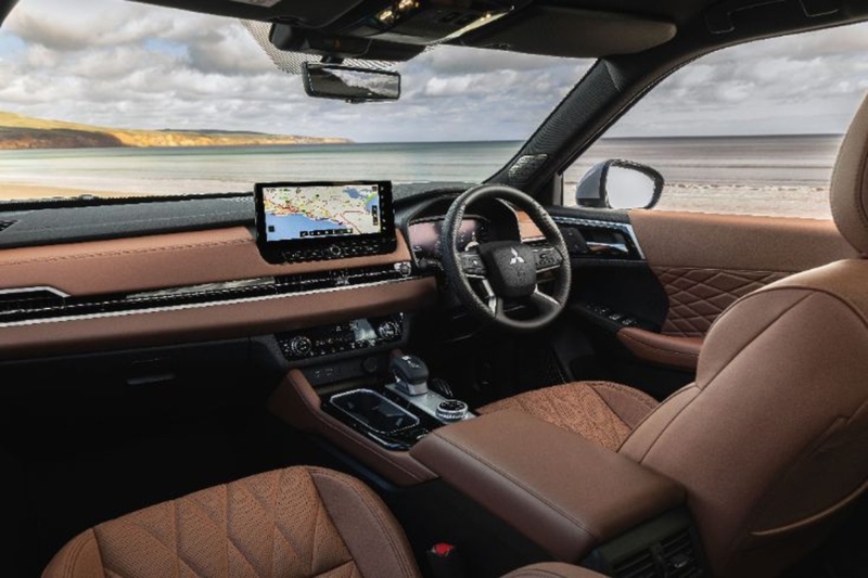 2025 Mitsubishi Outlander interior featuring integrated navigation and connected car technology, highlighting Intelematics' advanced vehicle connectivity solutions for safer, smarter driving.